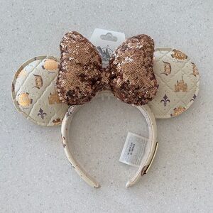Disney Sequin Bow Minnie Ears Headband - Rose Gold and Cream